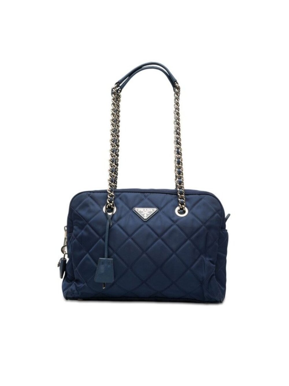 Prada Quilted Chain Shoulder Bag Blue Nylon - Picture 1 of 5